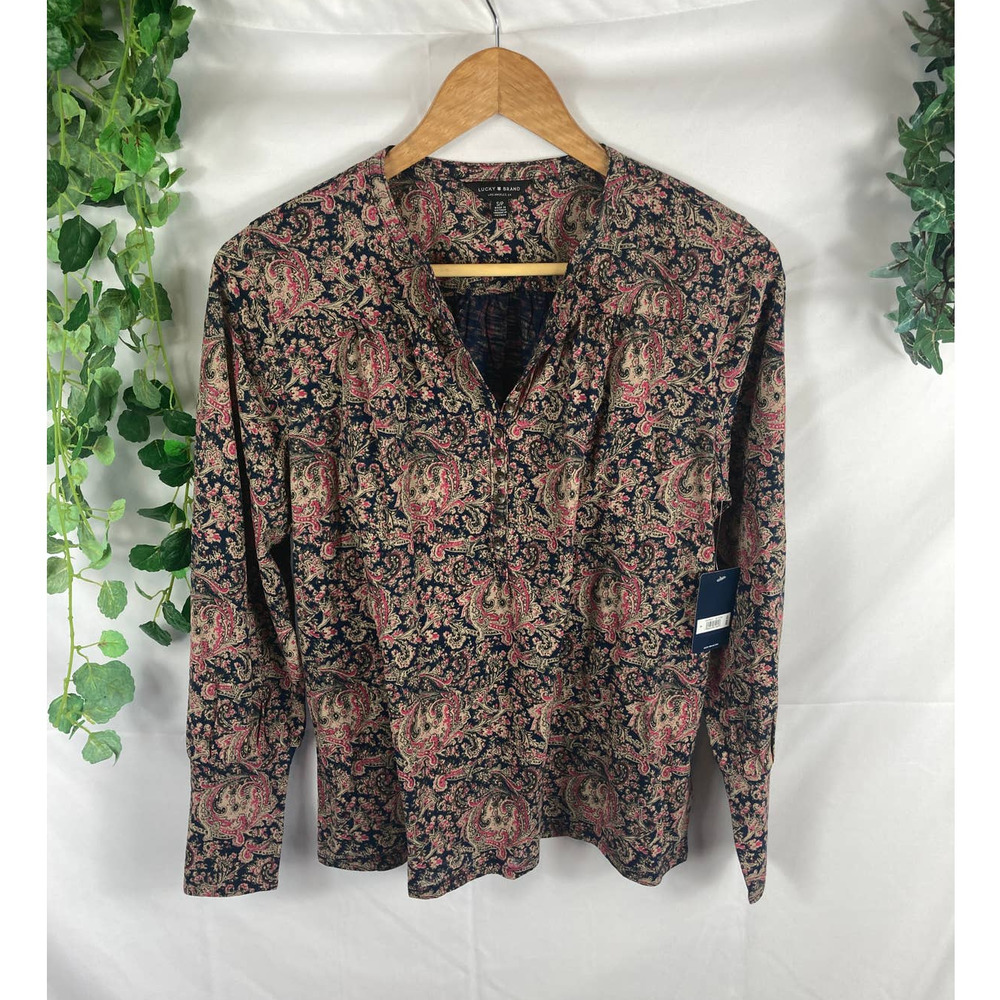 NWT Lucky Brand Paisley 1/4 button down shirt